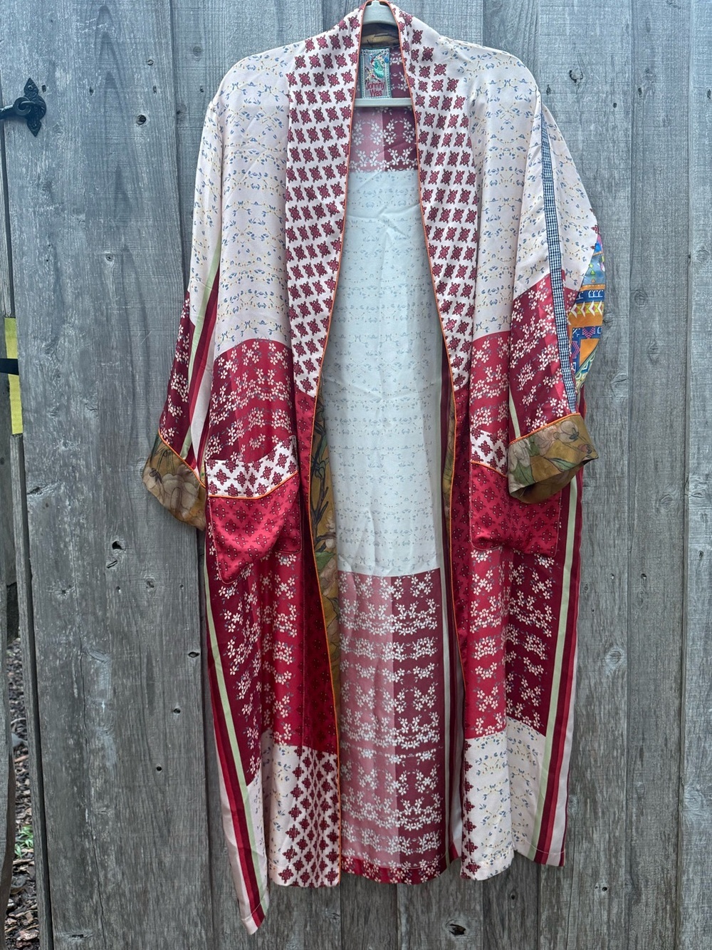 Johnny Was 100% Silk Patchwork Long Kimono Duster NWOT Size Small Rare